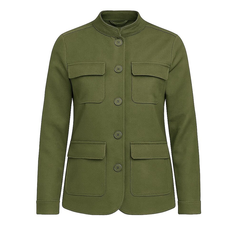 Treasure & Bond Women's Field Jacket Medium Olive Green band Collar